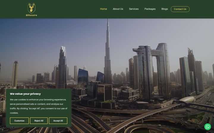 Screenshot of billionairetours.com
