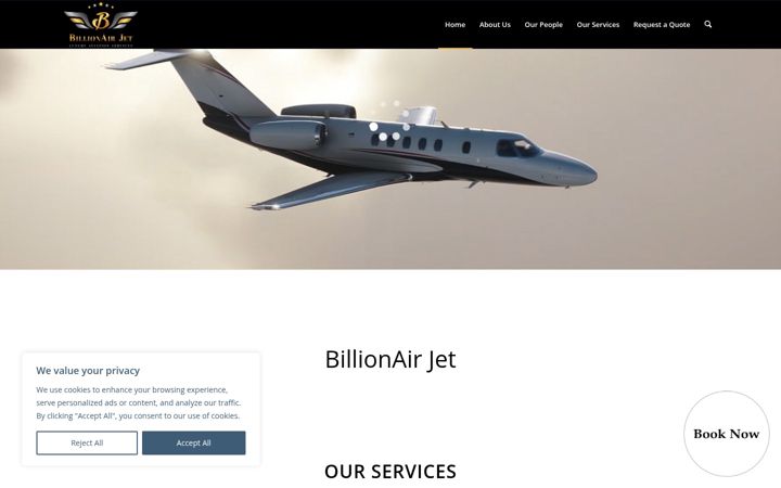 Screenshot of billionairjet.com