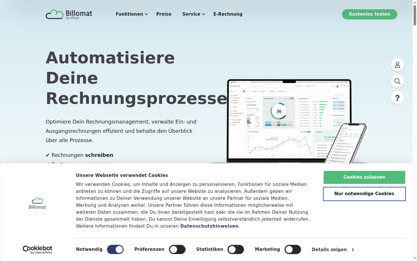 Screenshot of the consent banner shown before any interaction