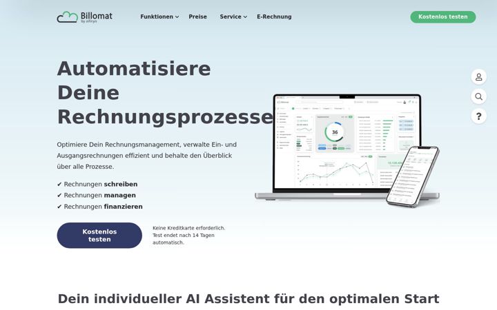 Screenshot of billomat.com