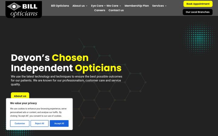 Ekrano kopija billopticians.co.uk