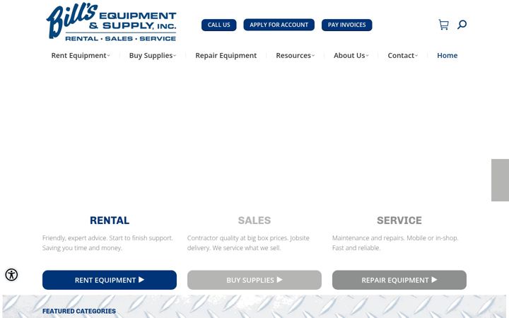 Screenshot of billsequipment.com