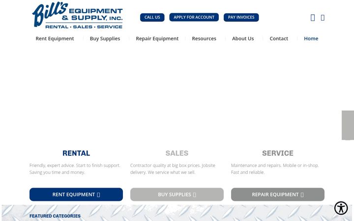Screenshot of billsequipmentsupply.com