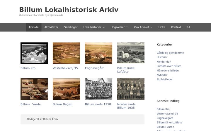 Screenshot of billumlokalhistoriskarkiv.dk