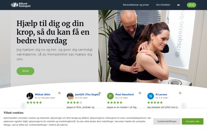 Screenshot of billund-osteopati.dk