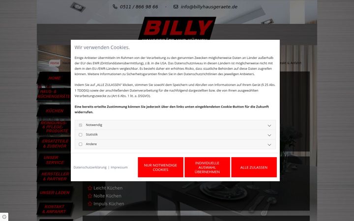 Screenshot of billy-hausgeraete.de