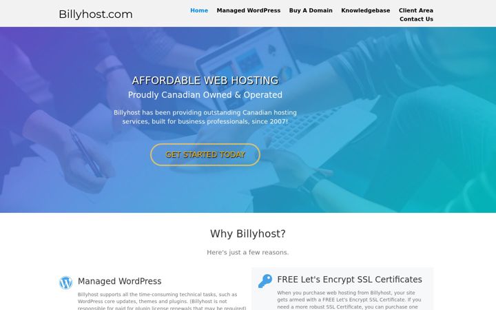 Screenshot of billyhost.com
