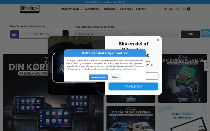 Screenshot of bilmedie.dk