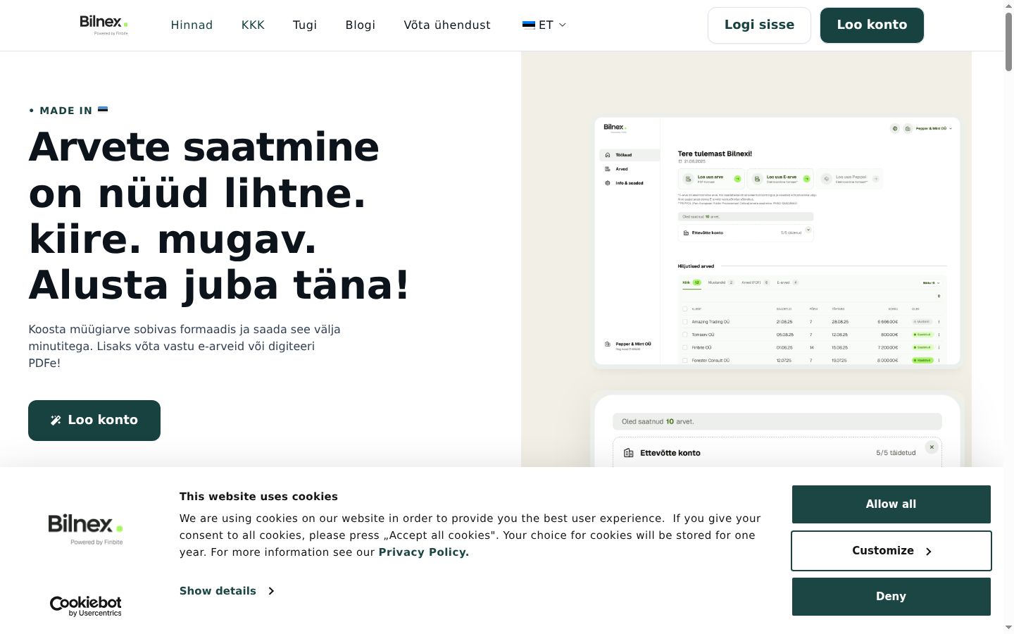 Kuvakaappaus suostumusbannerista, joka näytettiin ennen mitään vuorovaikutusta