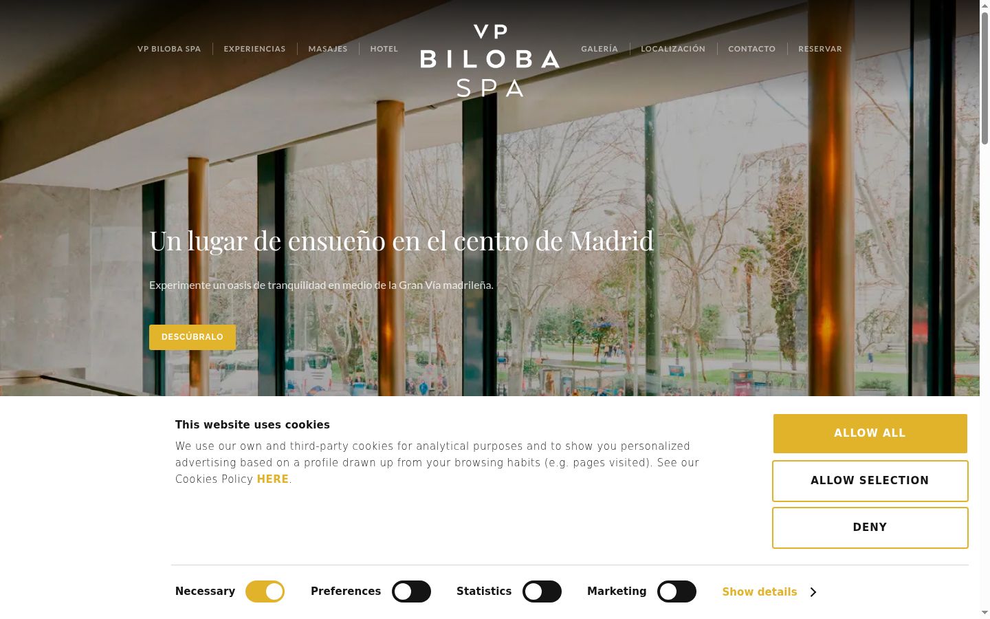 Screenshot del banner di consenso mostrato prima di qualsiasi interazione