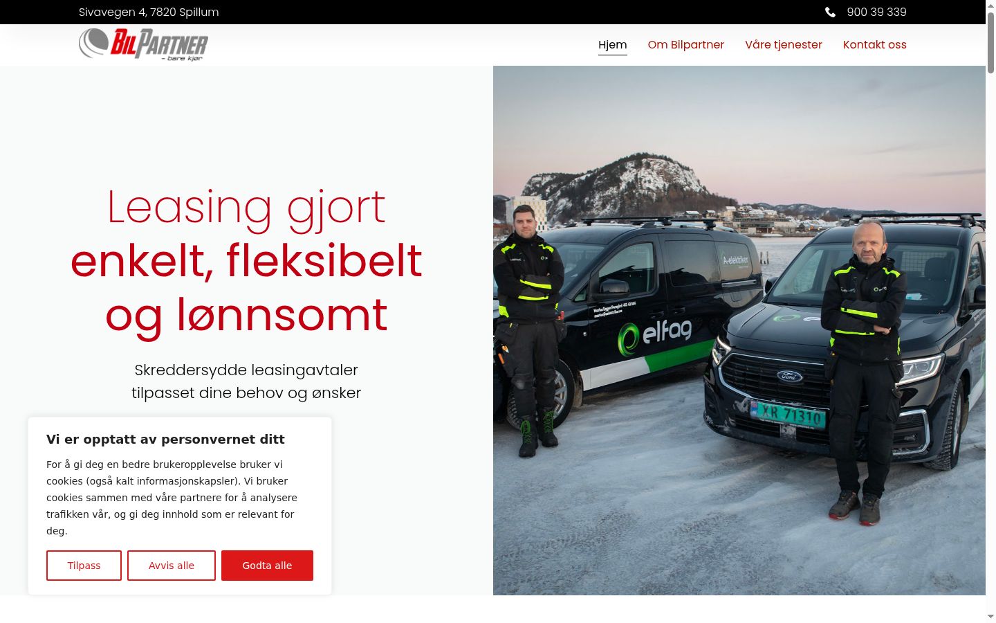 Skärmbild av samtyckesbannern som visades före någon interaktion