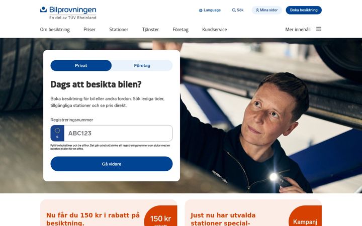 Screenshot of bilprovningen.se