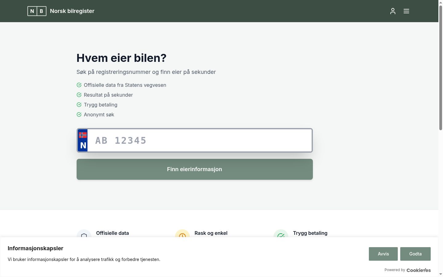 Screenshot van de toestemmingsbanner zoals getoond vóór enige interactie
