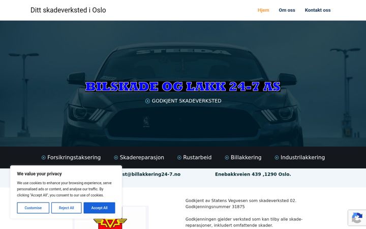 Screenshot of bilskade24-7.no