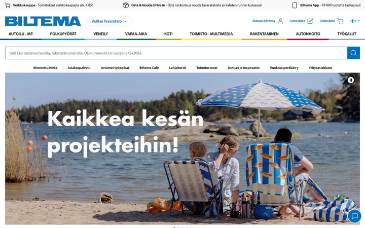 Screenshot of biltema.fi