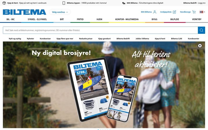 Screenshot of biltema.no