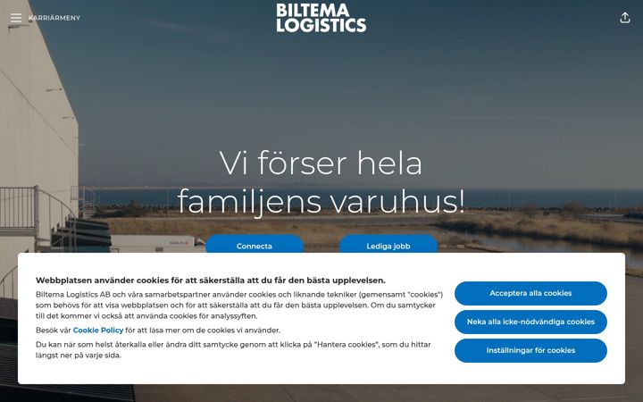 Screenshot of biltemalogistics.se