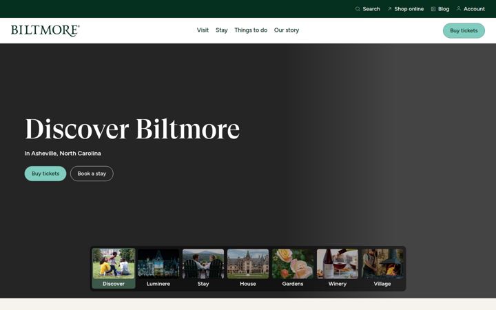 Screenshot of biltmore.com