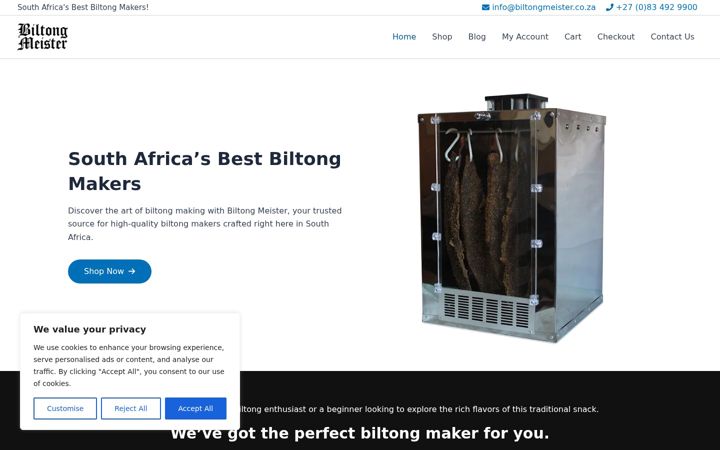 Screenshot of biltongmeister.co.za