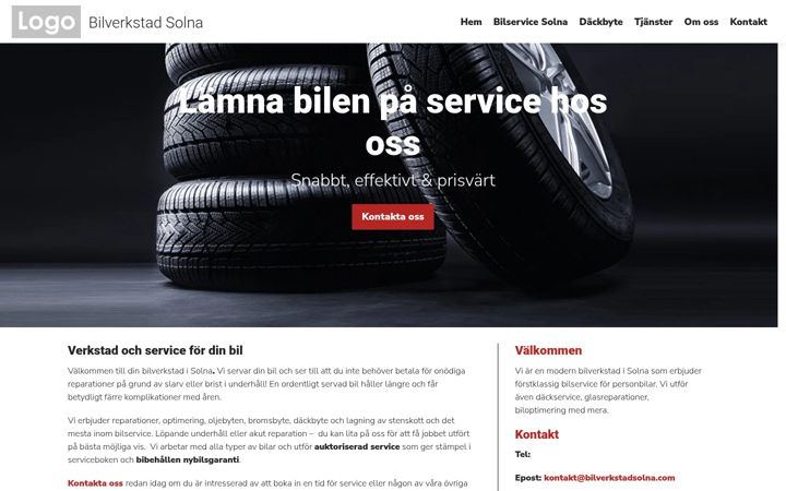 Screenshot of bilverkstadsolna.com