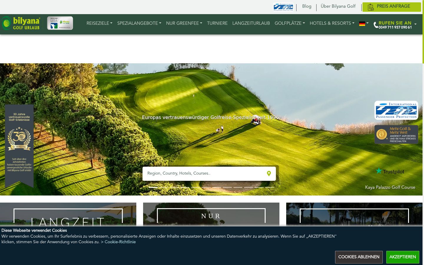 Screenshot des Einwilligungsbanners vor jeglicher Interaktion