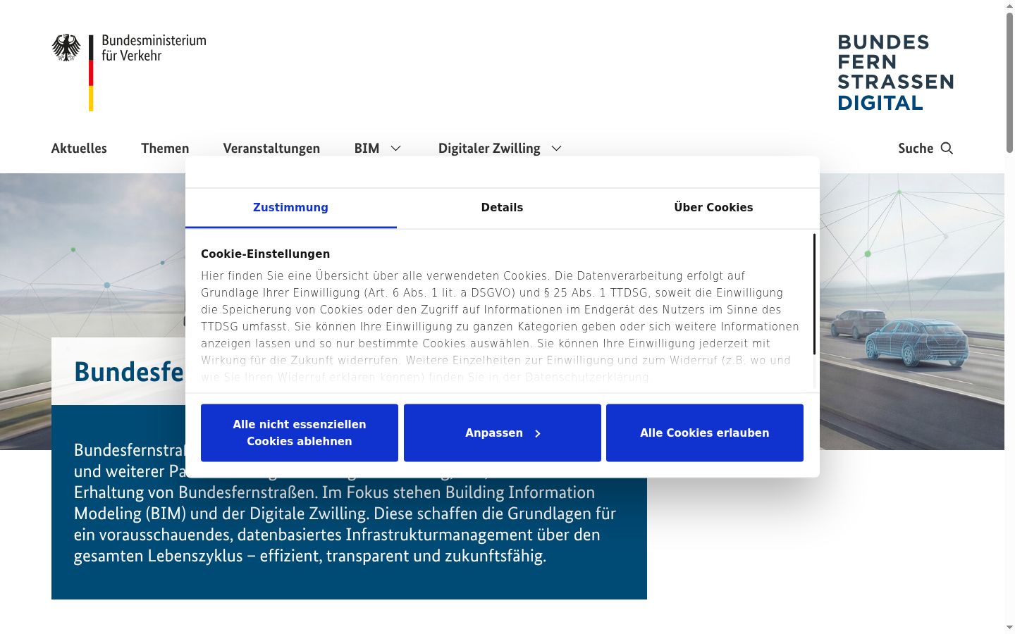 Képernyőkép a bármilyen interakció előtt megjelenő hozzájárulási bannerről