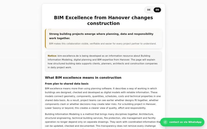 Screenshot of bim-excellence.de