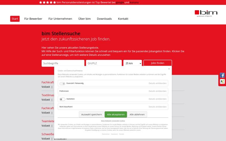 Screenshot of bim-personal.de