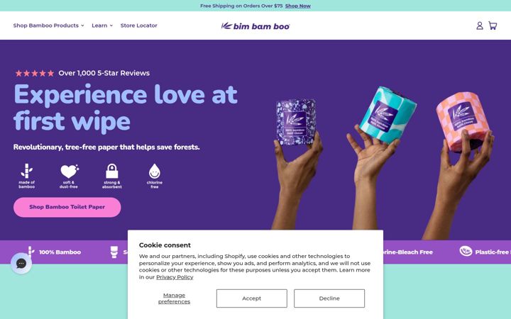 Skærmbillede af bimbamboopaper.com