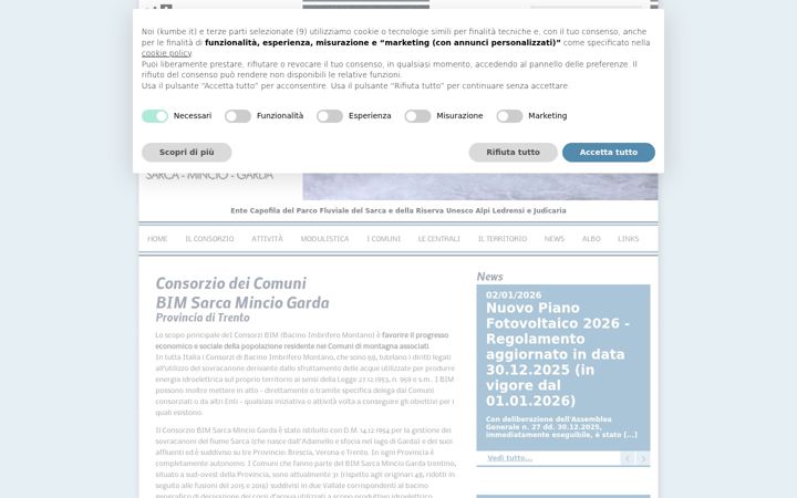 Screenshot of bimsarca.tn.it
