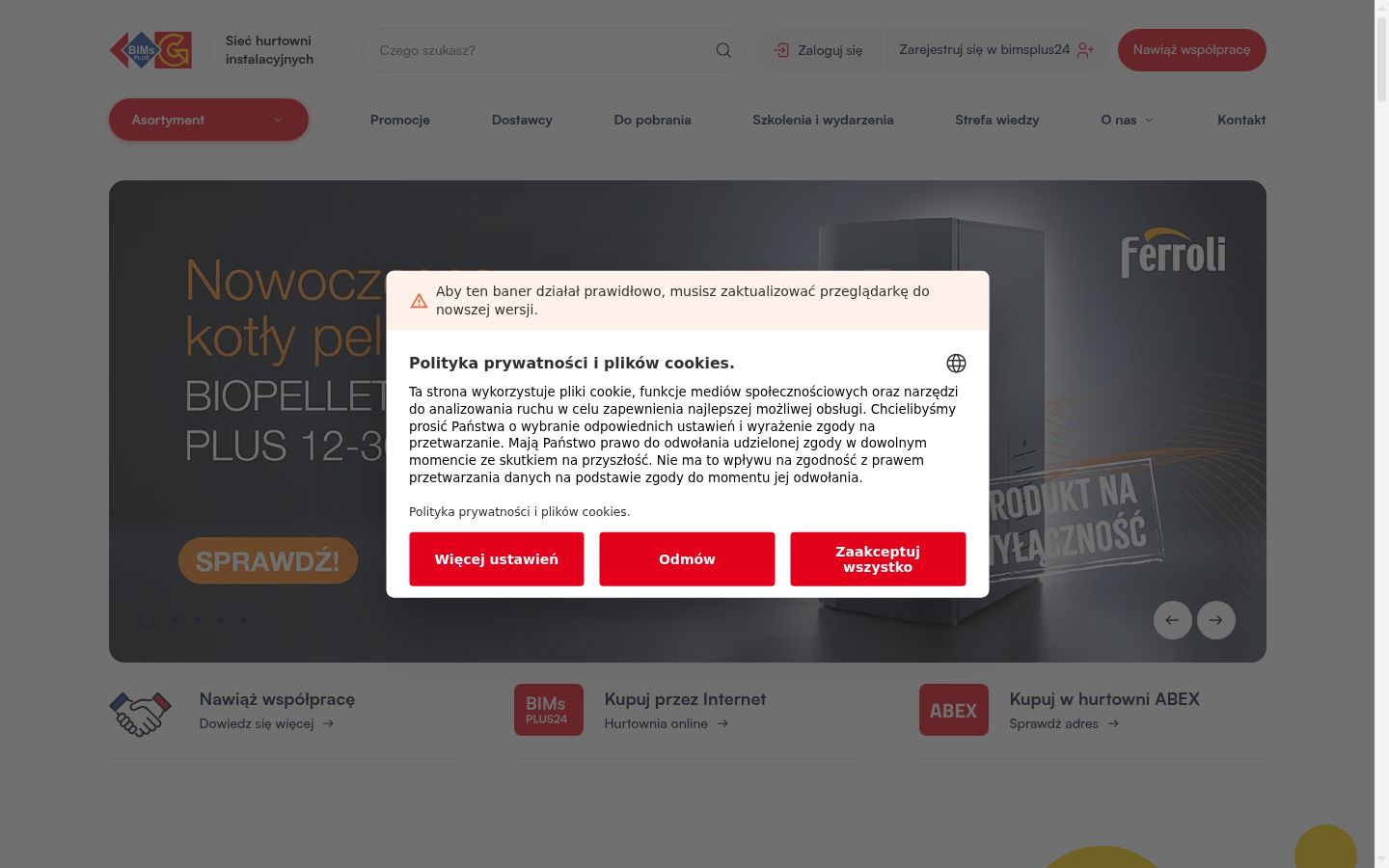 Képernyőkép a bármilyen interakció előtt megjelenő hozzájárulási bannerről