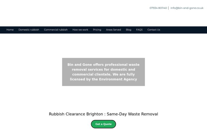 Screenshot of bin-and-gone.co.uk