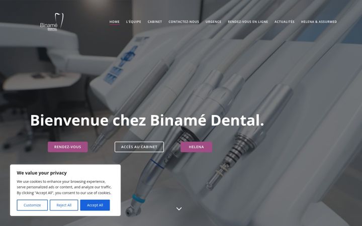 Kuvakaappaus sivustosta binamedental.be