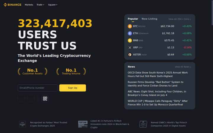 Screenshot of binance.bh