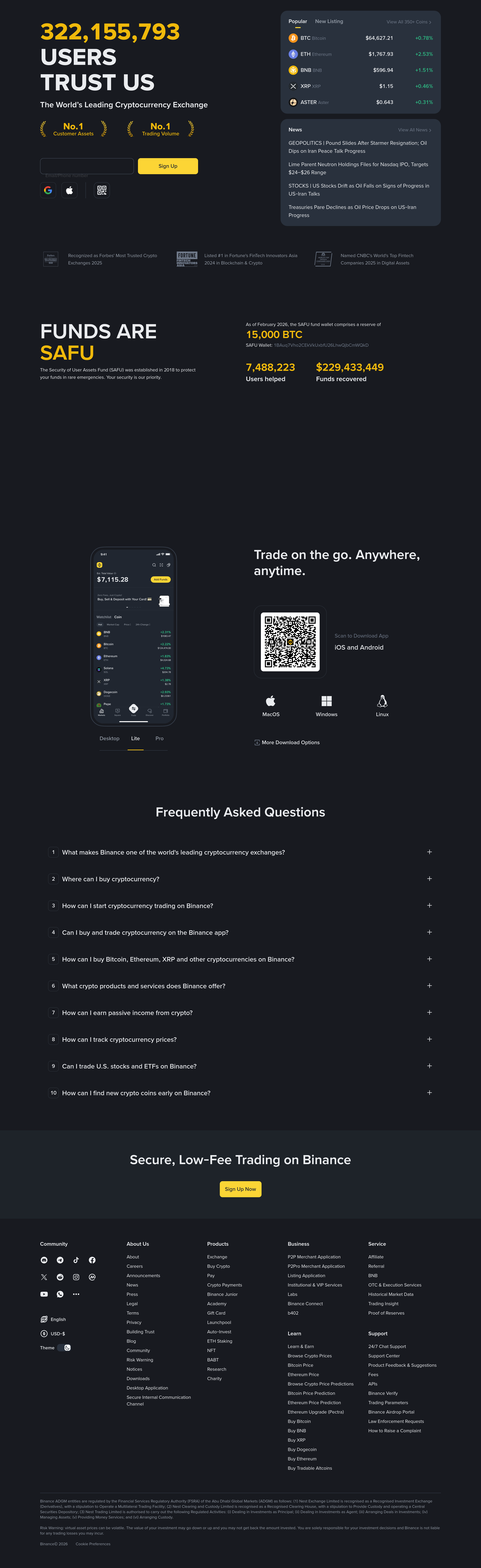 Screenshot of binance.com