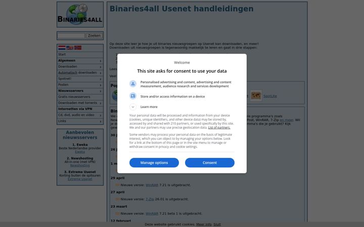 Screenshot of binaries4all.nl
