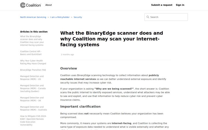 Screenshot of binaryedge.ninja