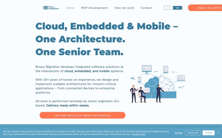 Skærmbillede af binarymigration.io