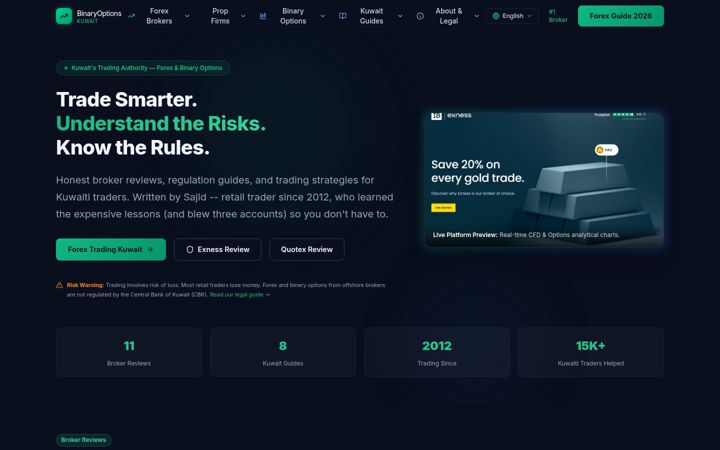Screenshot of binaryoptionskuwait.com