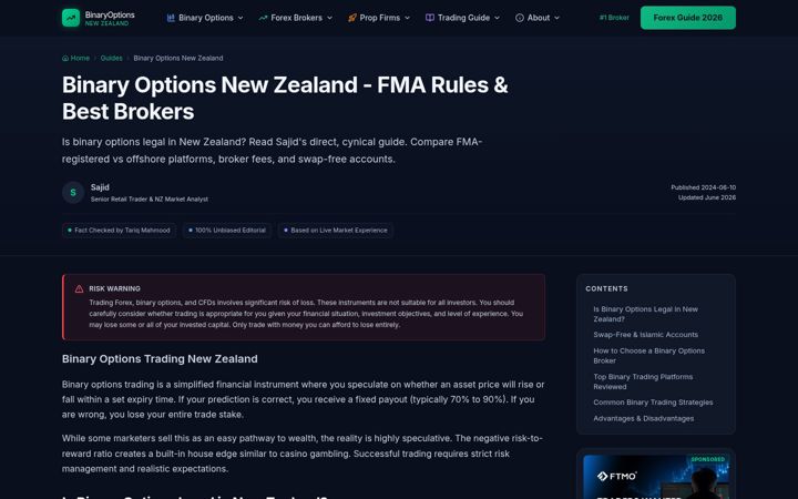 Screenshot of binaryoptionsnewzealand.com