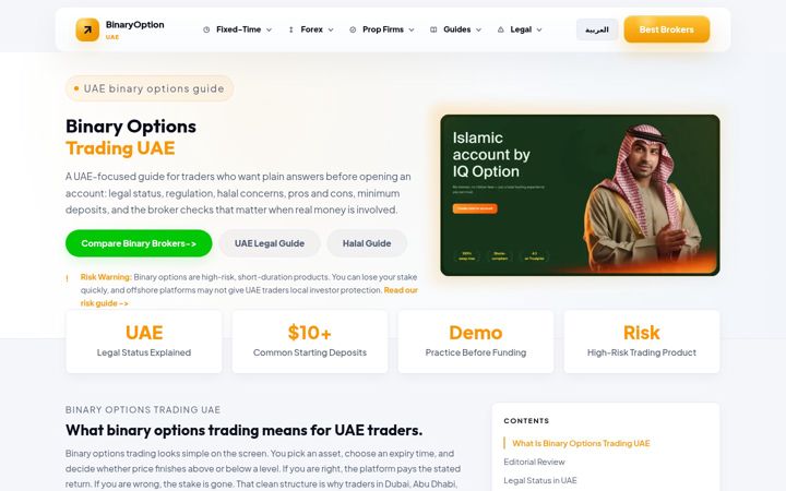 Screenshot of binaryoptionsuae.com