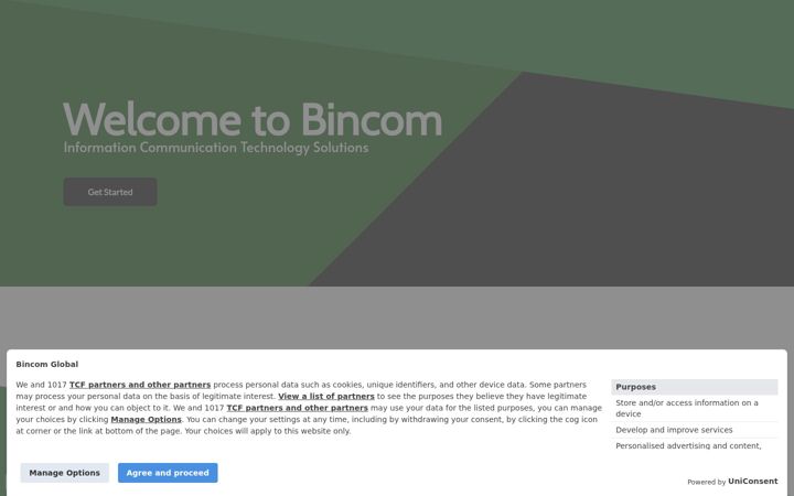 Screenshot van bincom.co.uk