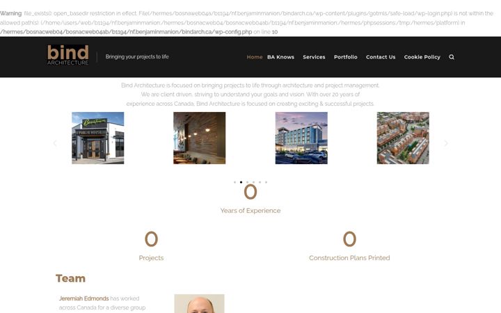 Screenshot of bindarch.ca