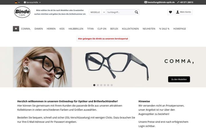 Screenshot of binde-optik.eu