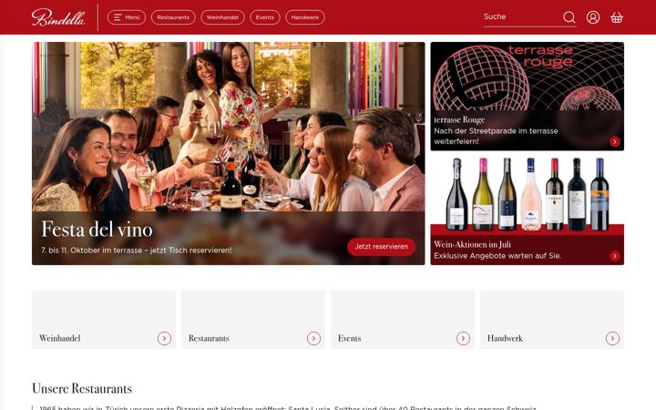 Screenshot of bindella.ch