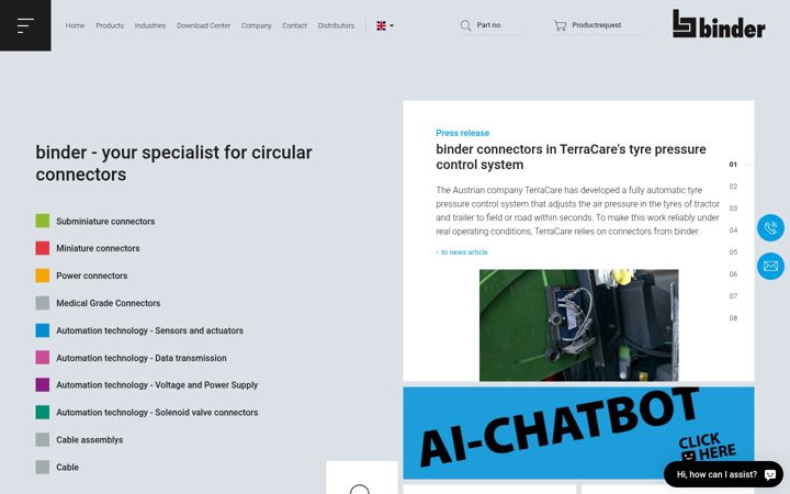 Screenshot of binder-connector.com