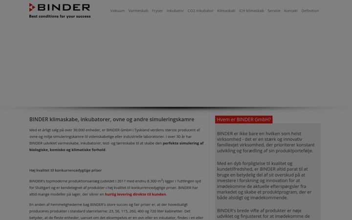 Screenshot of binder-danmark.dk
