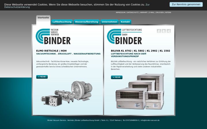 Screenshot του binder-luftbefeuchtung.de