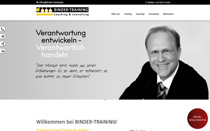 Screenshot of binder-training.com