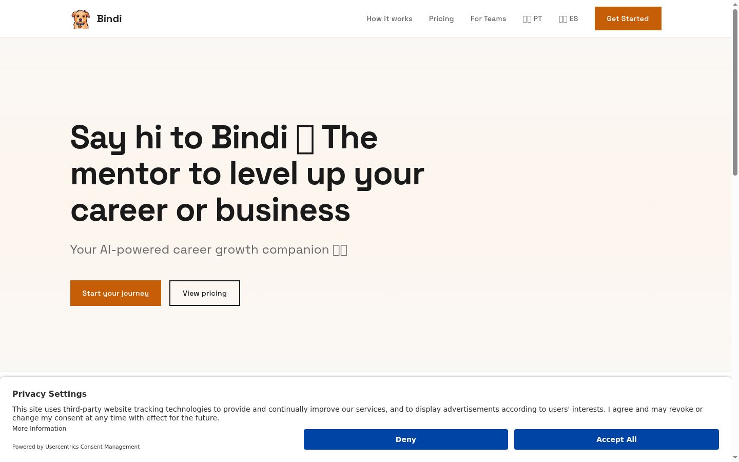 Screenshot of the consent banner shown before any interaction